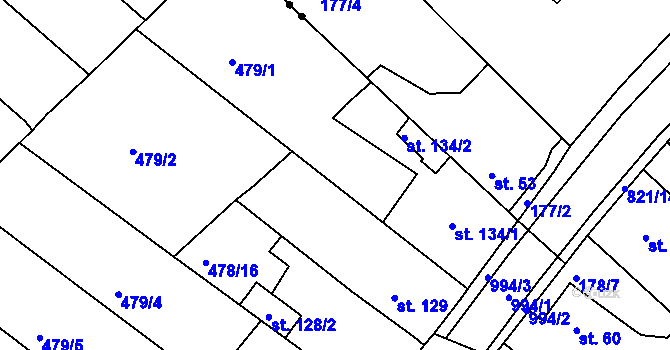 Parcela st. 478/1 v KÚ Obrnice, Katastrální mapa