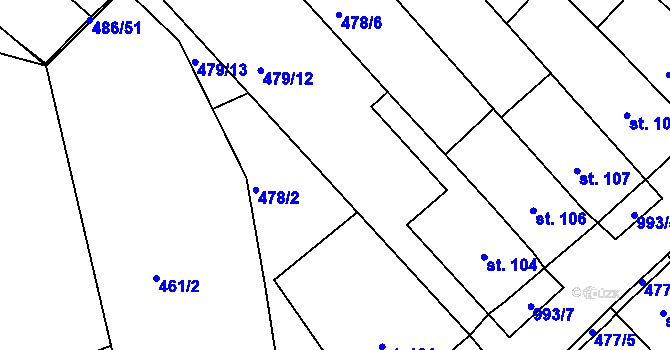 Parcela st. 478/4 v KÚ Obrnice, Katastrální mapa
