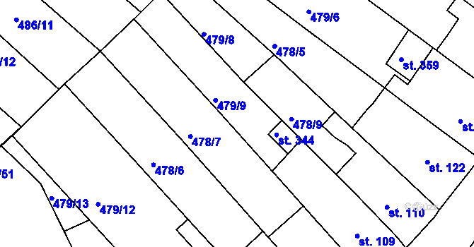 Parcela st. 478/8 v KÚ Obrnice, Katastrální mapa