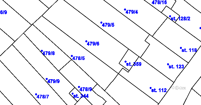 Parcela st. 478/10 v KÚ Obrnice, Katastrální mapa