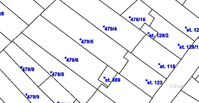 Parcela st. 478/12 v KÚ Obrnice, Katastrální mapa