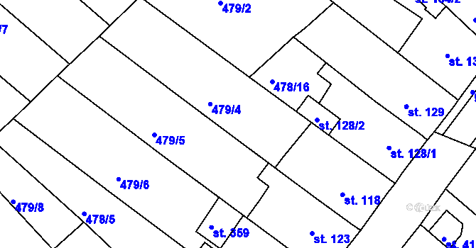 Parcela st. 478/13 v KÚ Obrnice, Katastrální mapa