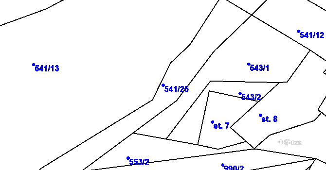 Parcela st. 541/26 v KÚ Obrnice, Katastrální mapa