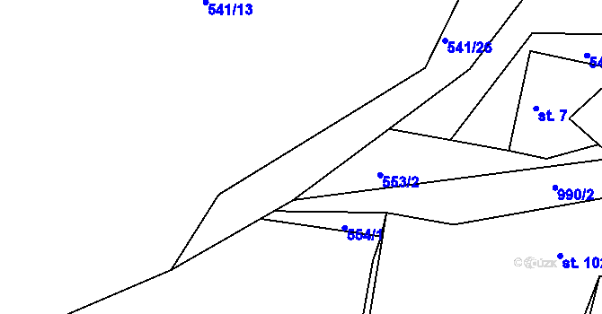 Parcela st. 541/25 v KÚ Obrnice, Katastrální mapa