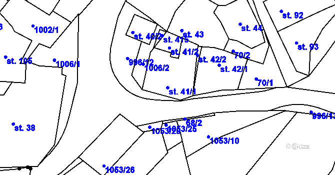 Parcela st. 41/1 v KÚ Obrnice, Katastrální mapa