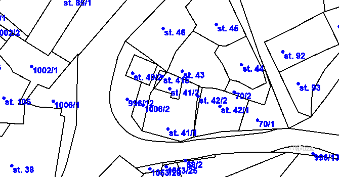 Parcela st. 41/2 v KÚ Obrnice, Katastrální mapa