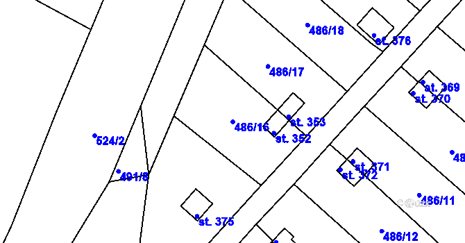 Parcela st. 486/16 v KÚ Obrnice, Katastrální mapa