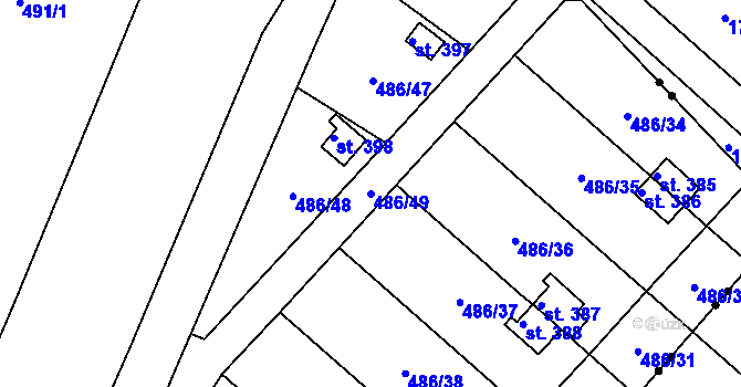 Parcela st. 486/49 v KÚ Obrnice, Katastrální mapa
