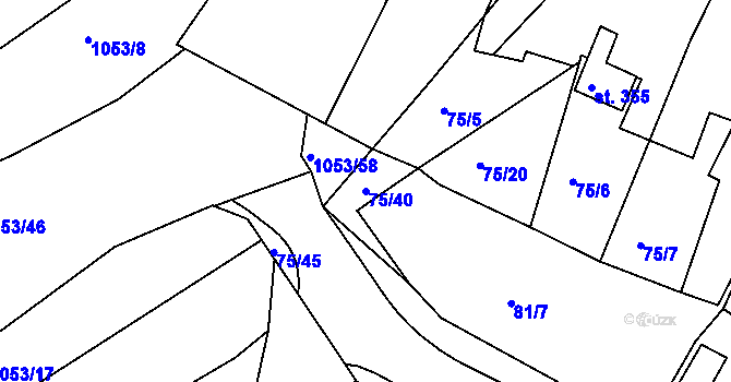 Parcela st. 75/40 v KÚ Obrnice, Katastrální mapa