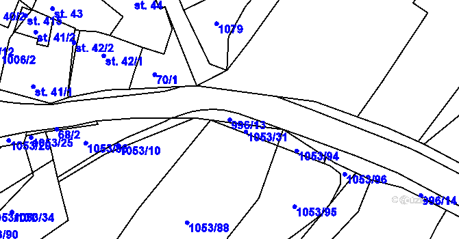 Parcela st. 996/13 v KÚ Obrnice, Katastrální mapa