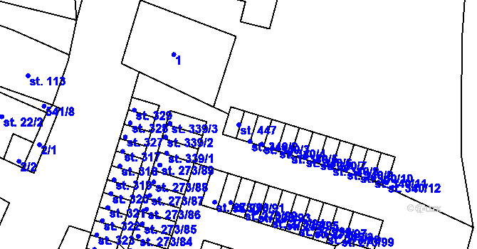 Parcela st. 447 v KÚ Obrnice, Katastrální mapa