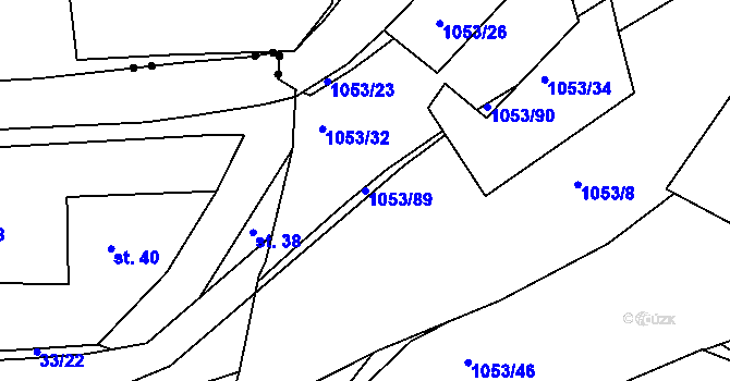 Parcela st. 1053/89 v KÚ Obrnice, Katastrální mapa