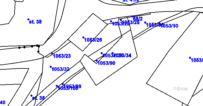 Parcela st. 1053/101 v KÚ Obrnice, Katastrální mapa