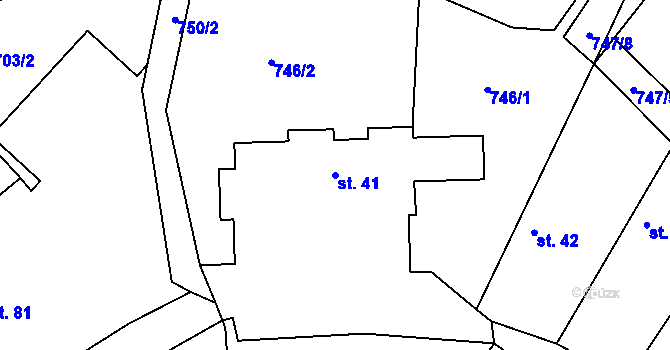 Parcela st. 41 v KÚ Obrubce, Katastrální mapa