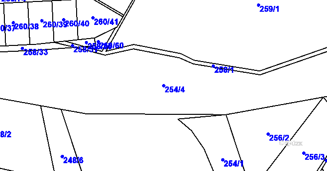 Parcela st. 254/4 v KÚ Obrubce, Katastrální mapa