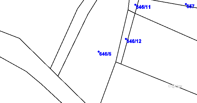 Parcela st. 646/5 v KÚ Obrubce, Katastrální mapa