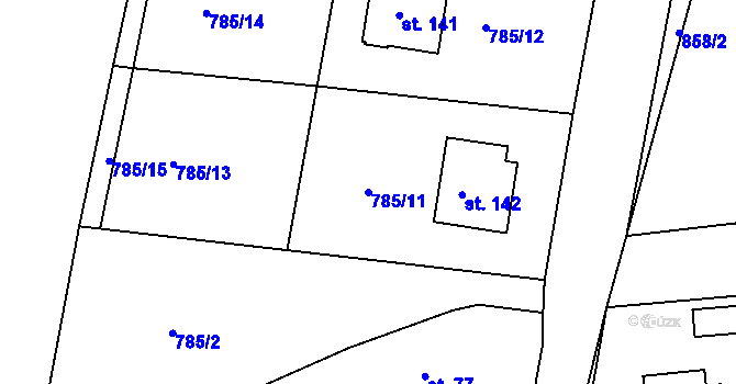 Parcela st. 785/11 v KÚ Obrubce, Katastrální mapa