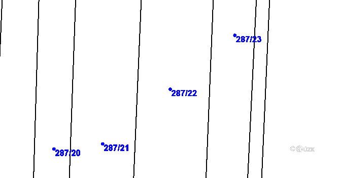 Parcela st. 287/22 v KÚ Obrubce, Katastrální mapa