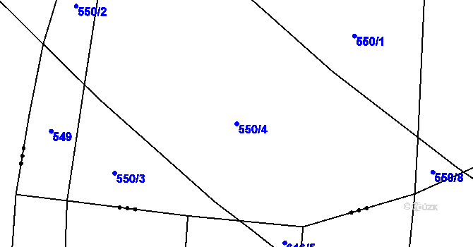 Parcela st. 550/4 v KÚ Obrubce, Katastrální mapa