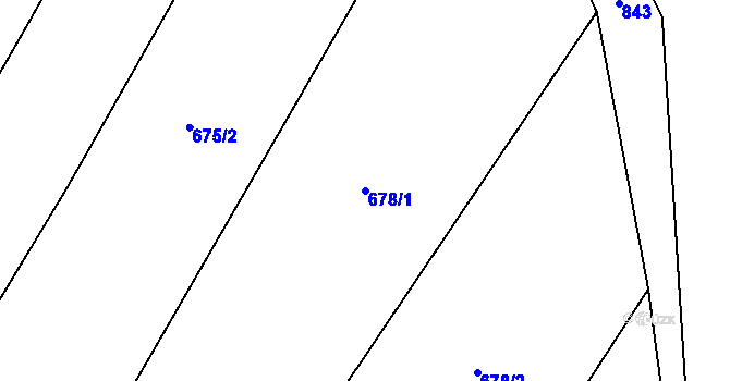 Parcela st. 678/1 v KÚ Obrubce, Katastrální mapa