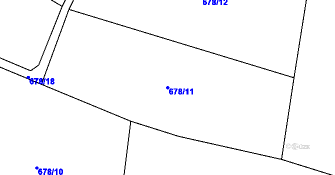 Parcela st. 678/11 v KÚ Obrubce, Katastrální mapa