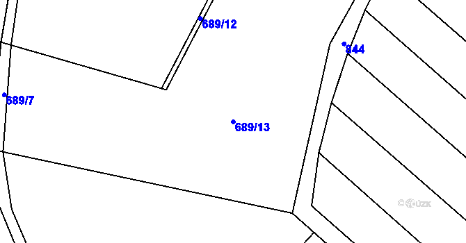 Parcela st. 689/13 v KÚ Obrubce, Katastrální mapa