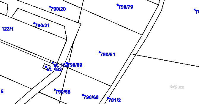 Parcela st. 790/61 v KÚ Obrubce, Katastrální mapa