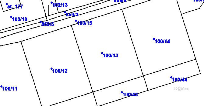 Parcela st. 100/13 v KÚ Obrubce, Katastrální mapa