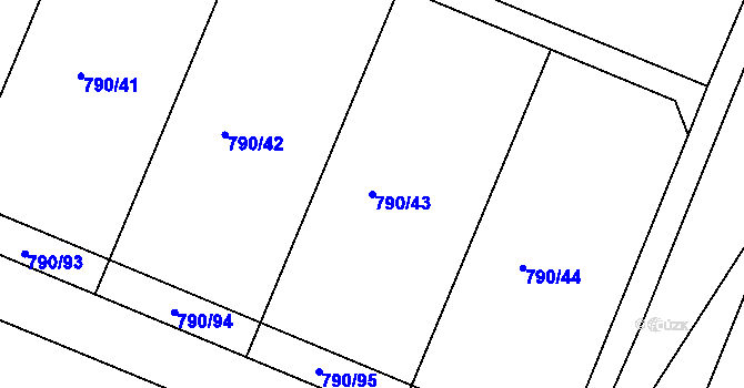 Parcela st. 790/43 v KÚ Obrubce, Katastrální mapa