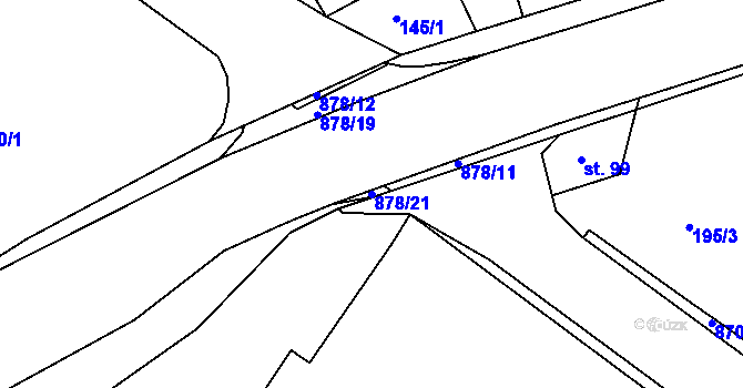 Parcela st. 878/21 v KÚ Obrubce, Katastrální mapa