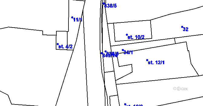 Parcela st. 849/14 v KÚ Obrubce, Katastrální mapa