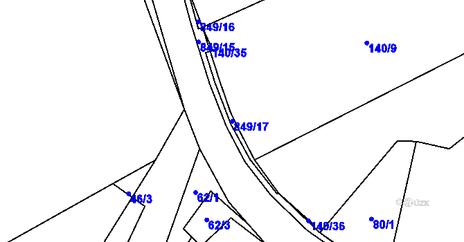 Parcela st. 849/17 v KÚ Obrubce, Katastrální mapa