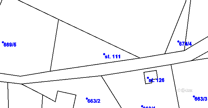 Parcela st. 111 v KÚ Obruby, Katastrální mapa