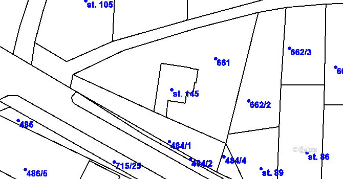 Parcela st. 145 v KÚ Obruby, Katastrální mapa