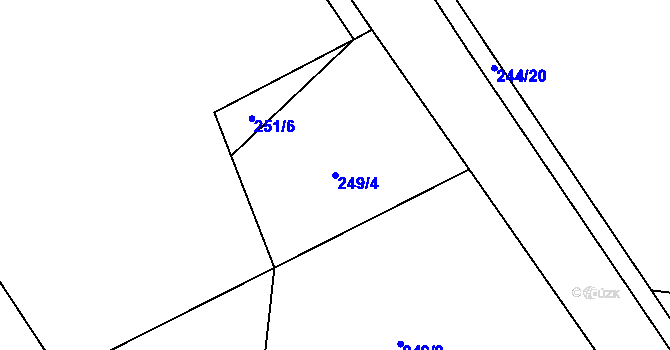Parcela st. 249/4 v KÚ Obruby, Katastrální mapa
