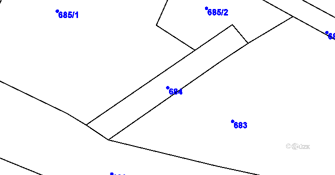 Parcela st. 684 v KÚ Obruby, Katastrální mapa