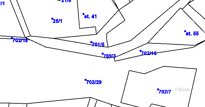 Parcela st. 769/3 v KÚ Obruby, Katastrální mapa