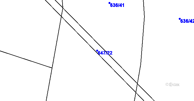 Parcela st. 647/22 v KÚ Obruby, Katastrální mapa