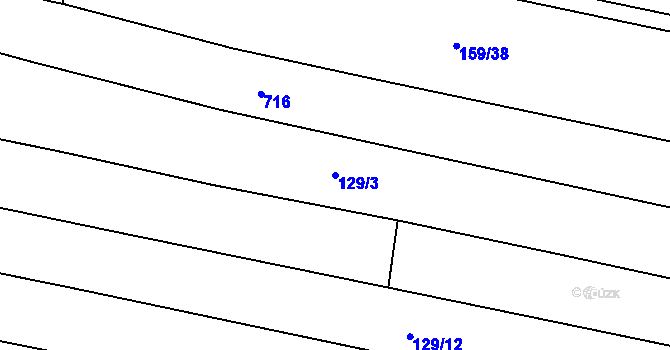 Parcela st. 129/3 v KÚ Obruby, Katastrální mapa