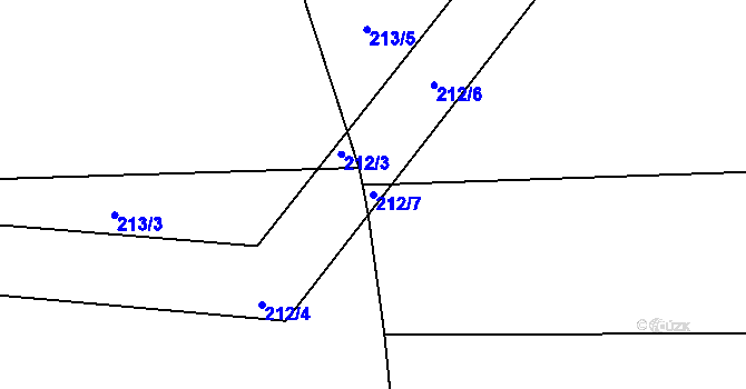 Parcela st. 212/7 v KÚ Obruby, Katastrální mapa
