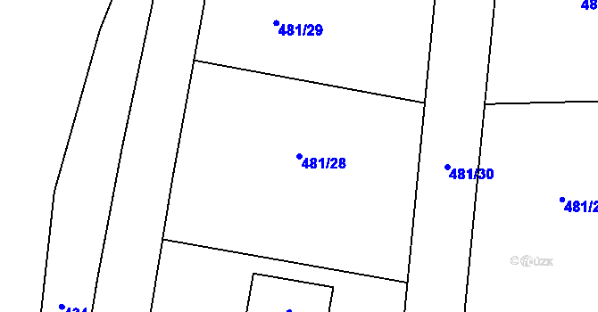 Parcela st. 481/28 v KÚ Obruby, Katastrální mapa