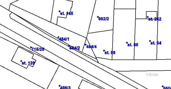 Parcela st. 484/4 v KÚ Obruby, Katastrální mapa
