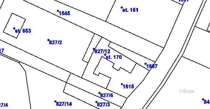 Parcela st. 170 v KÚ Obříství, Katastrální mapa