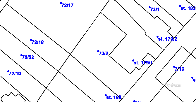 Parcela st. 73/2 v KÚ Obříství, Katastrální mapa