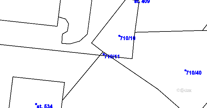 Parcela st. 710/11 v KÚ Obříství, Katastrální mapa