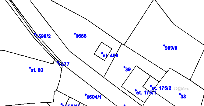 Parcela st. 499 v KÚ Obříství, Katastrální mapa