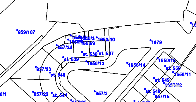 Parcela st. 537 v KÚ Obříství, Katastrální mapa