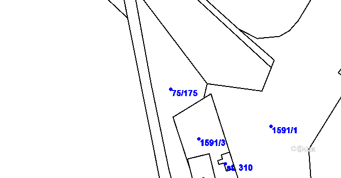 Parcela st. 75/175 v KÚ Obříství, Katastrální mapa