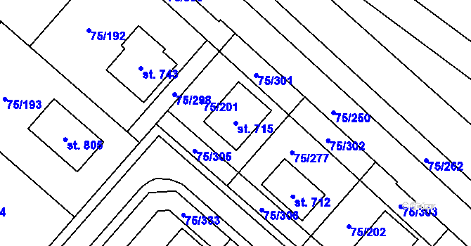 Parcela st. 715 v KÚ Obříství, Katastrální mapa