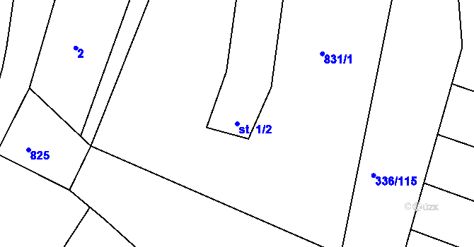 Parcela st. 1/2 v KÚ Habartice u Obytců, Katastrální mapa